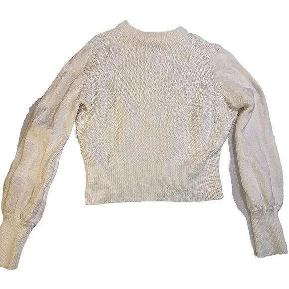 French Connection Cropped Sweater Women's Size M White Babysoft Crewneck Blouse - Picture 9 of 11